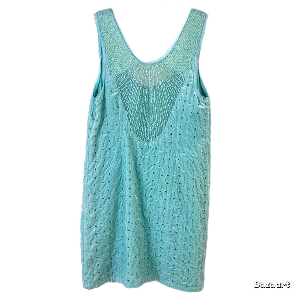 $328 Free People Danced To Pieces Mini Velvet Beaded Dress Eyelet Sleeveless 8